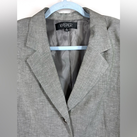 NWT KASPER Women’s Gray Double Breasted Three Button Linen Blazer Size‎ 16 - Picture 4 of 14